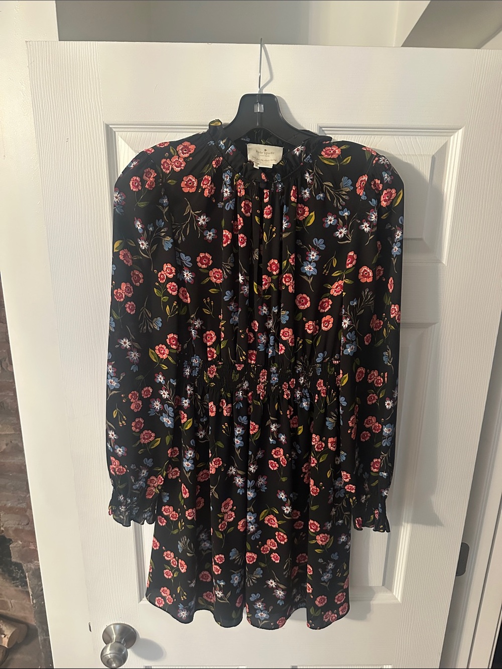Kate Spade Black Floral Long-Sleeve Dress